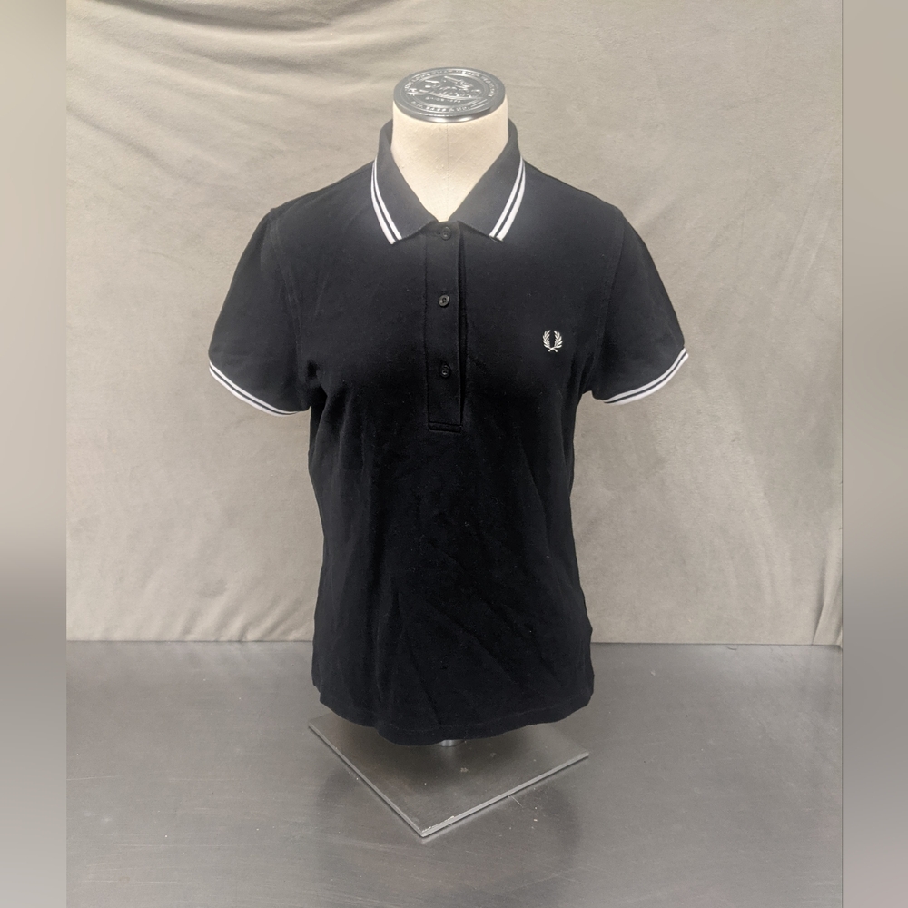 Fred Perry Black Polo with White Twin Tipping